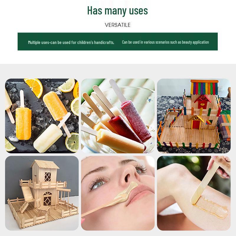 Birch Popsicle Sticks - 114 Pack, Disposable Ice Lolly Sticks for Handmade DIY, Logo Customizable