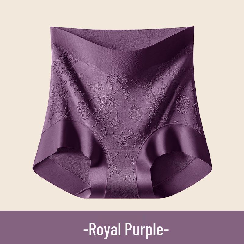 Mizhai Women's High-Waisted Tummy Control Silk Underwear, Chinese Style, Plus Size, Antibacterial Mulberry Silk Crotch