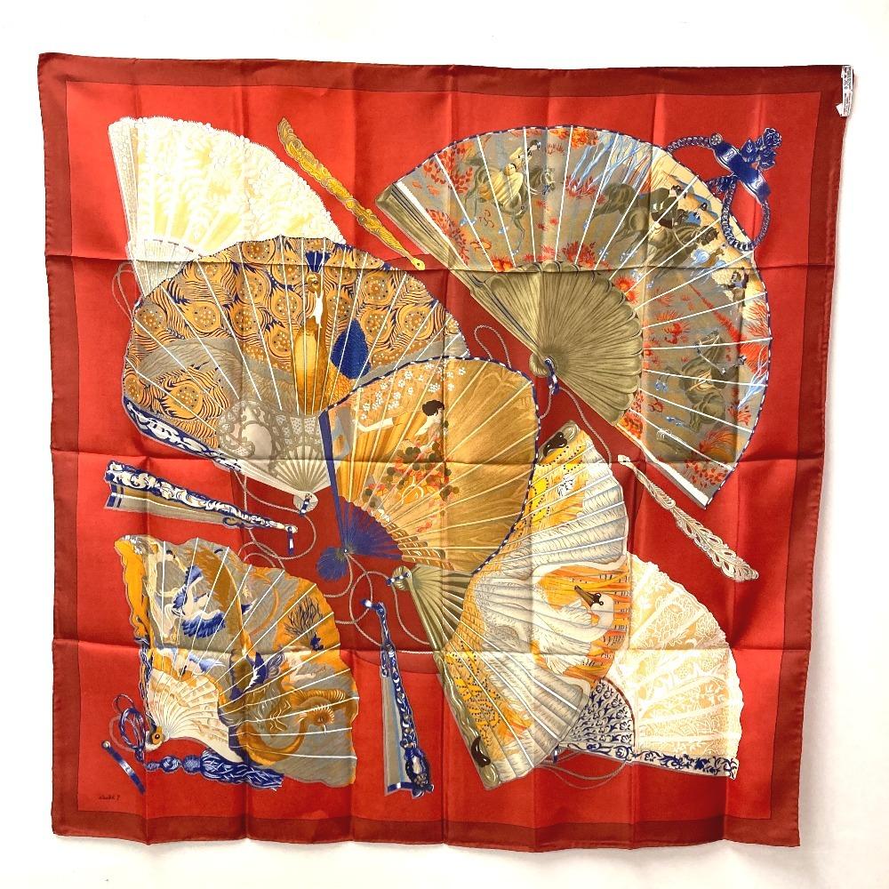 HERMES Japanese pattern fan BRISE DE CHARME Enchanting breeze Carre 90 Scarf