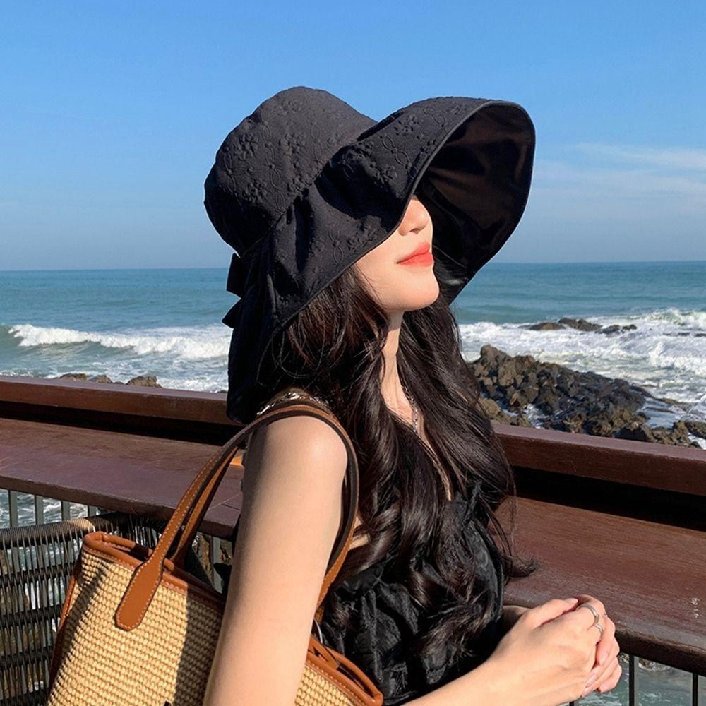 

French Style Caps Beach Sun Hats Bowknot Summer Sun Hats Women Sunscreen Hats Outdoor Bucket Hats