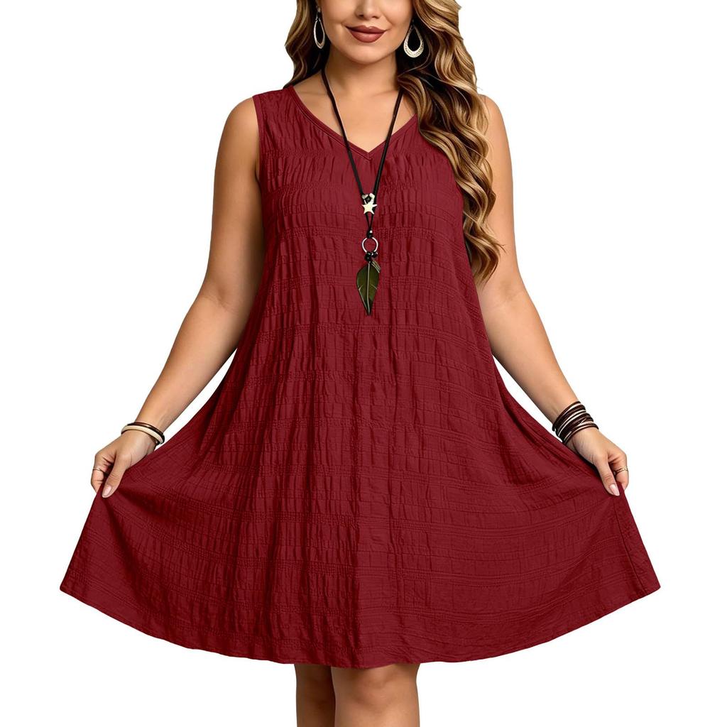 Women's Casual Color Sleeveless Plus Size Loose Fit Dress for Everyday Wear