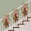 Aesthetic Christmas Stair Decorations Delightful 17 72 Inch Ornament Featuring Bow and Natural Elements for Joyous Feelings