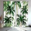Set aus 2 Botanischen Palmenblatt-Vorhängen Tropischer Hawaiianischer Insel-Druck Schlafzimmer Wohnzimmer Aus Polyester Fensterdekoration