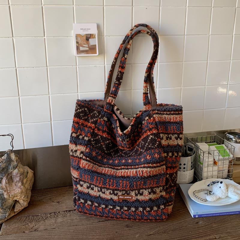 

New wind shoulder bag plush double-sided vest bag high value fashion commuter bag помаранчевий