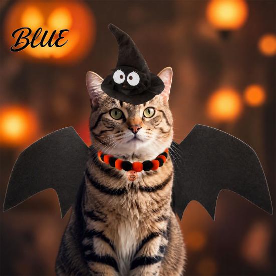 Festive Puppy Clothes for Halloween Cat Costume Pet Bat Wings Funny Witch Hat Felt Apparel Parties Cats Small Dogs Holiday Parties Cosplay