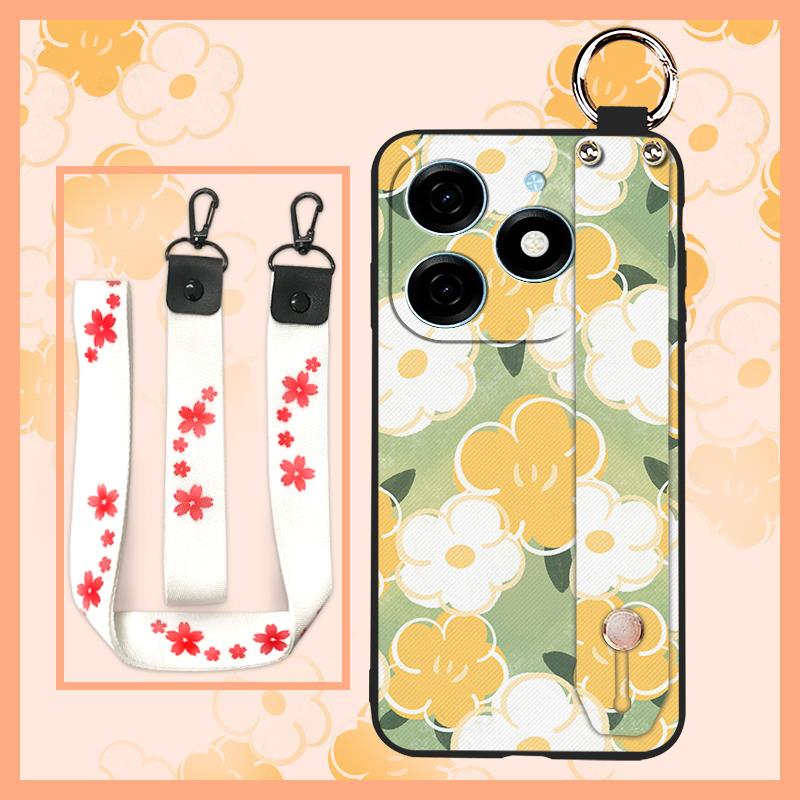 Fashion Design Durable Phone Case For Tecno Spark20/KJ5 Flower Anti-knock Phone Holder Anti-dust Dirt-resistant Ring