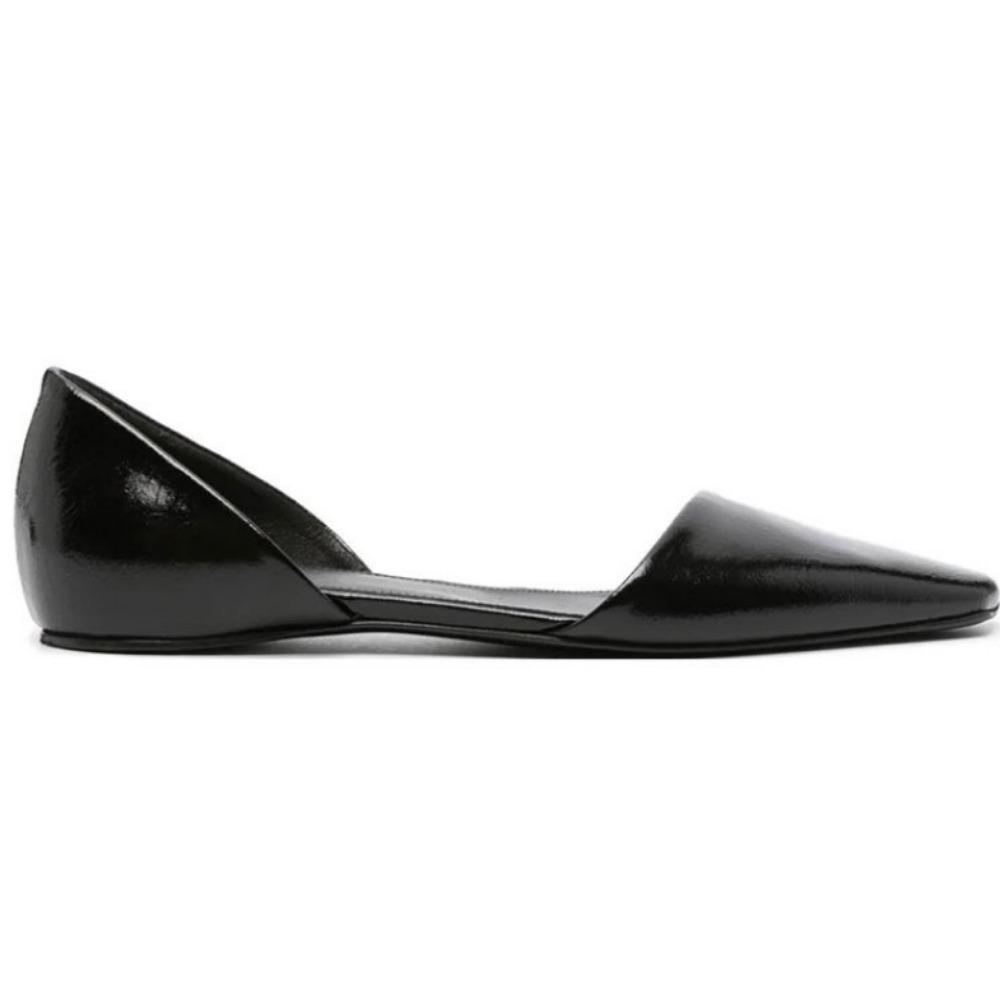 

Туфли на плоской подошве из натуральной кожи, женские ретро-туфли с квадратным носком и скошенным носком, одинарные, женские, весна-осень, сандалии на плоской подошве 35