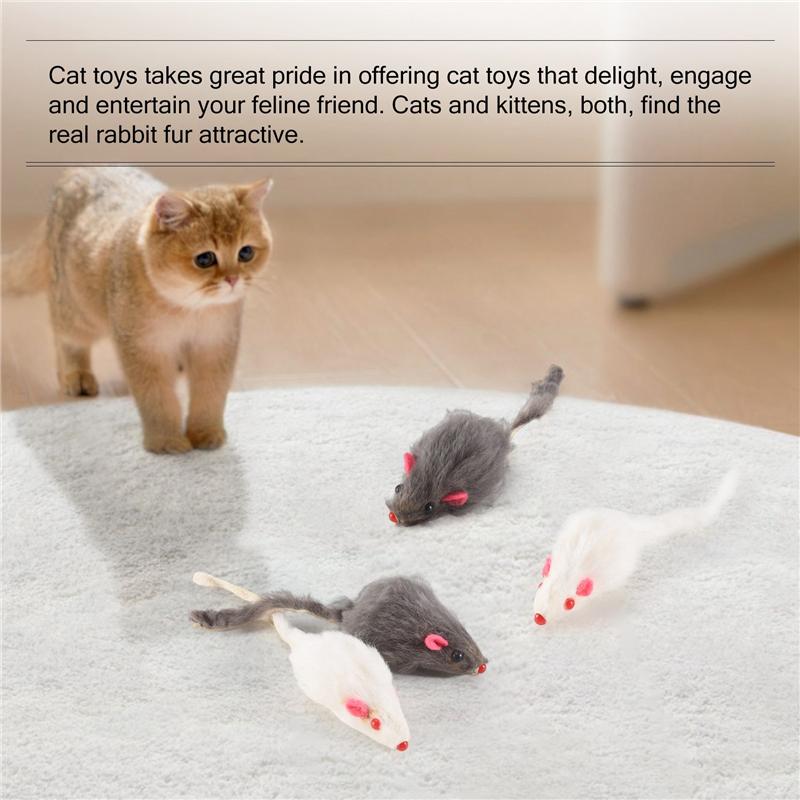 Tendenza 2025 Topi in Vera Pelliccia Gatto Animale Domestico Bambini Confezione da 12