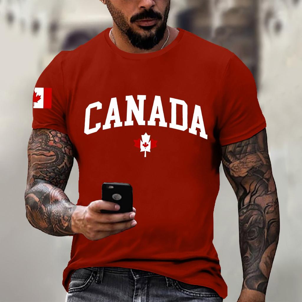 Men's Canadian Printed Round-neck Short-sleeved T-shirt