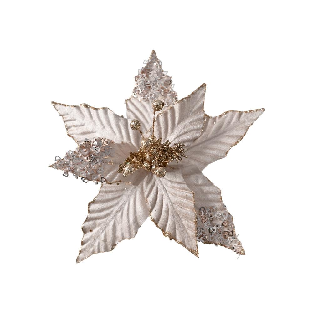 Christmas simulation Christmas flower simulation flower gold powder Christmas flower head Christmas tree decoration accessories flower handmade DIY