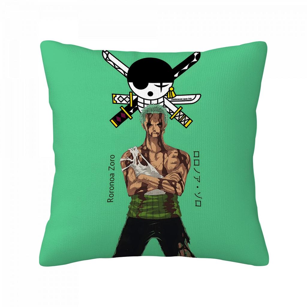 Pillow Cover With Roronoa Zoro One Piece Design Decorative Pillowcase For Anime Fans For Bedroom Sofa Living Room Home Decor
