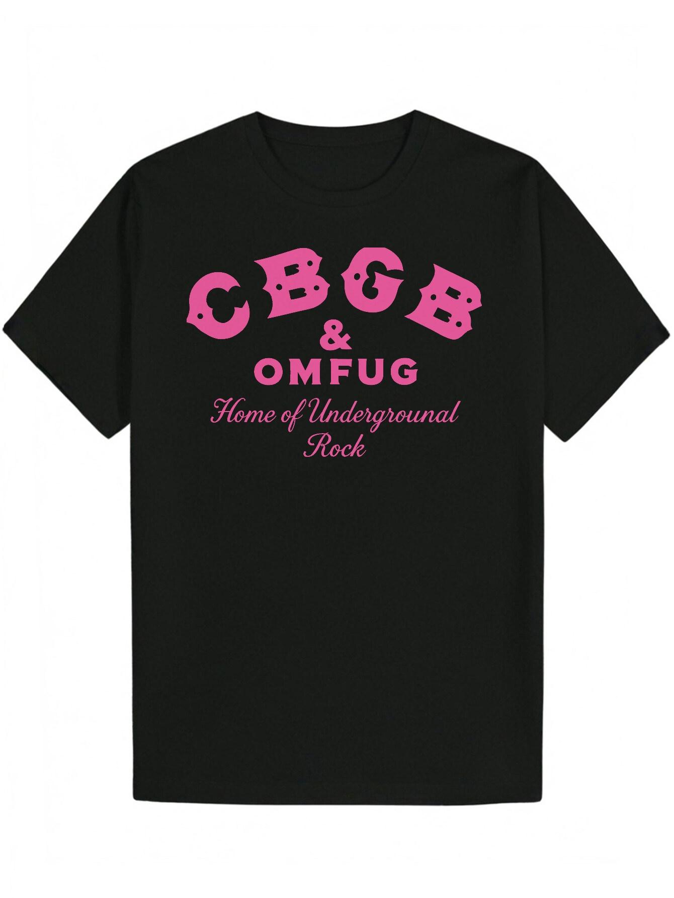 

Punk Rock Graphic T-shirt - CBGB Design Vintage Underground Rock Tee - Black with Pink Lettering - Lightweight Breathable Polyester Shirt for Concerts XL