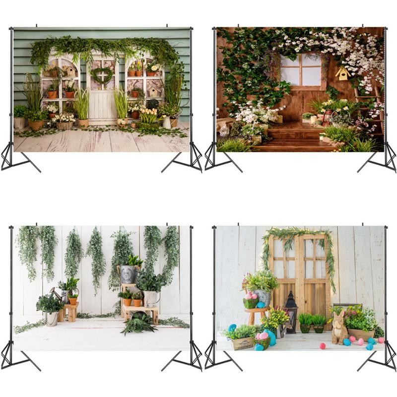 Easter Party Background Photography Backdrop Rabbit Colored Eggs  Baby Photographic Photo Studio Props