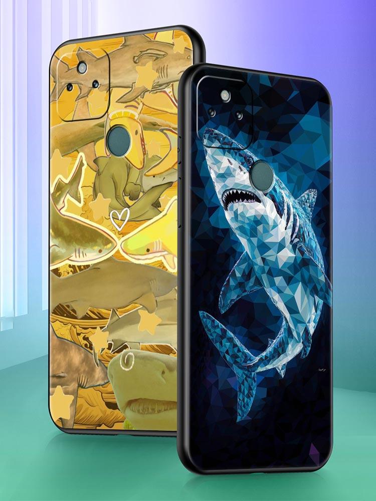Seaside Sharks Pattern Phone Case Cover for Google Pixel 10 9 8 7 6 9A 8A 7A 6A Pro Shockproof Soft TPU 9 Pro XL Shell Capas Bag