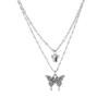 New Shiny Silver Butterfly Necklace Exquisite Double Layer Clavicle Chain Fashion Jewelry Gift for Women
