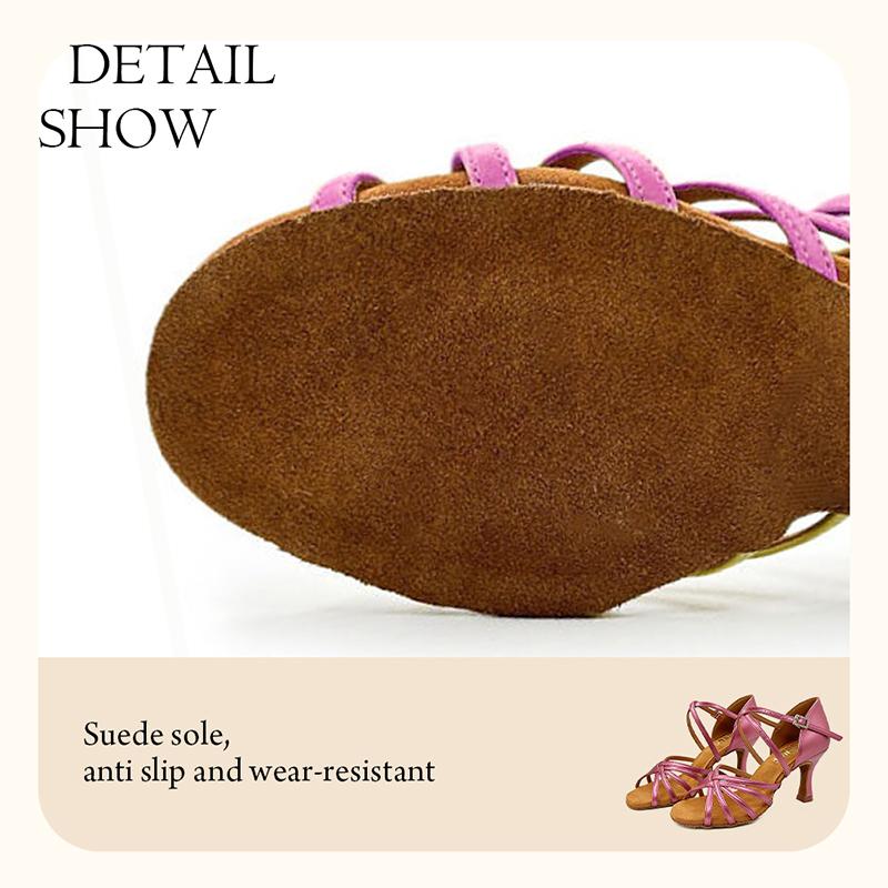 Modne Damskie Buty do Tańca Towarzyskiego Balowego Latin Tango Walc Cha Cha PU Obcas Wysoki 8CM