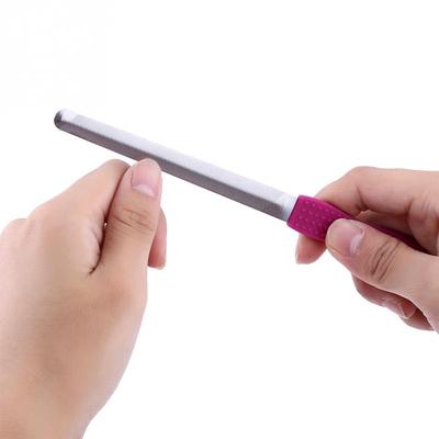 2 pezzi Lima per unghie in acciaio inossidabile Strumenti per manicure Doppio lato Lucidatura Stick Manico in silicone