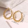 European & American Creative High-End 18K Gold-Plated Beaded Stainless Steel Round Earrings