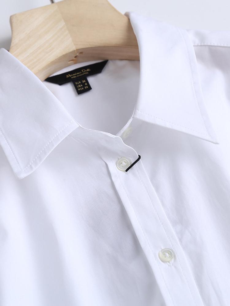 Withered England Style Office Lady Simple Fashion Poplin Solid White Blouse Women Blusas 2025 Shirt Women Tops