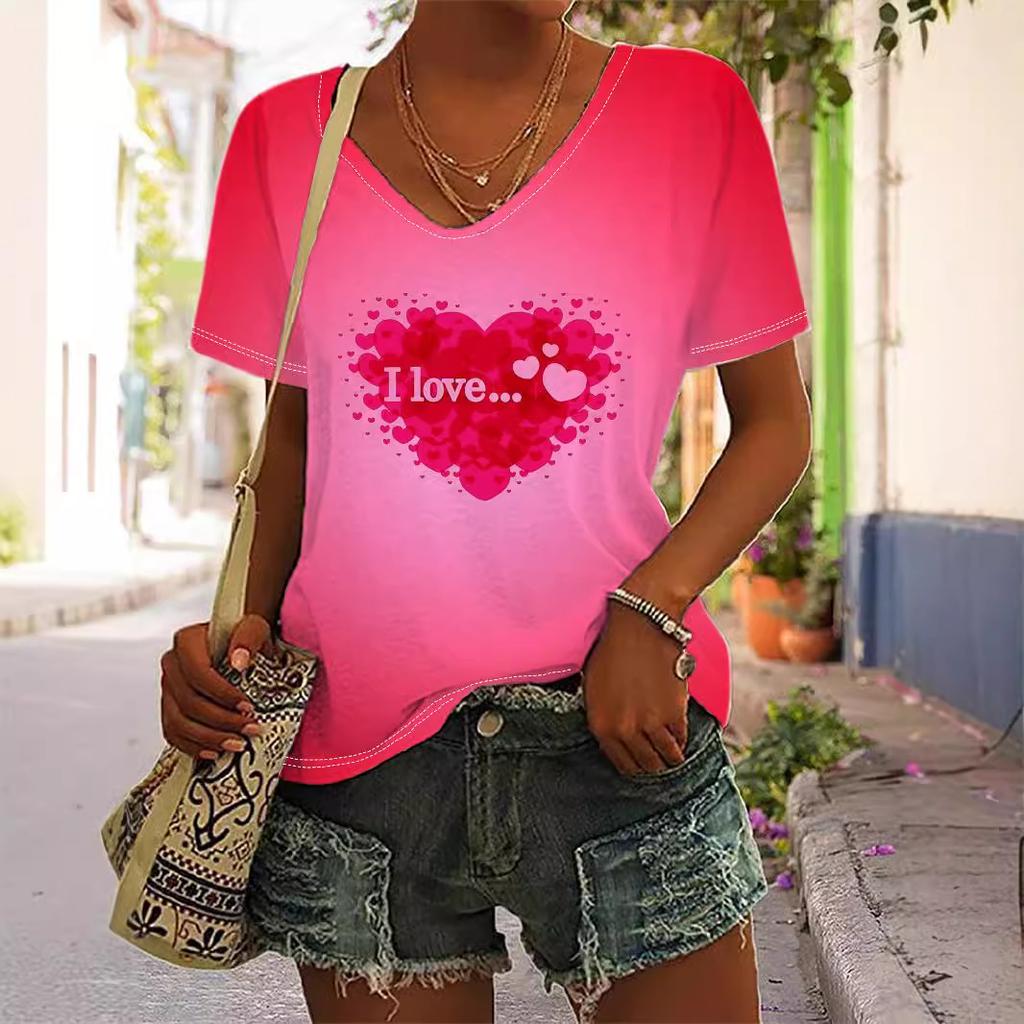 New Short Sleeve 3D Printed T-shirt Regular V-neck Casual Short Sleeve T-shirt