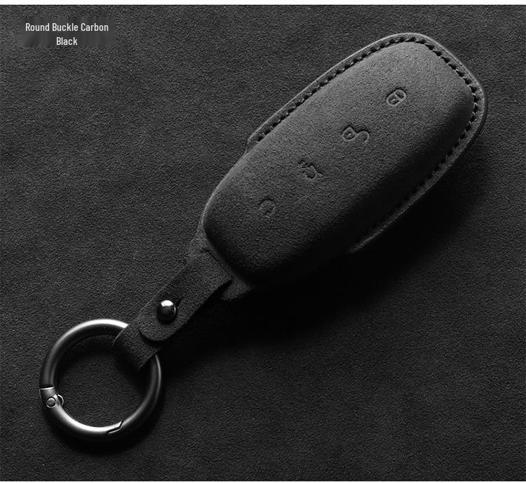 Full-Coverage Suede Key Case for BYD D9, N7, N8, and X with Side Snap Button