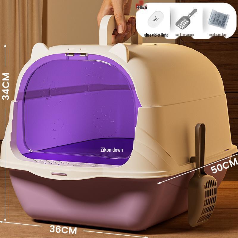 Extra Large Enclosed Cat Litter Box with Deodorant and Splash Guard