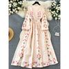 Long Sleeves Positioning Print Swing Slimming Retro Dress