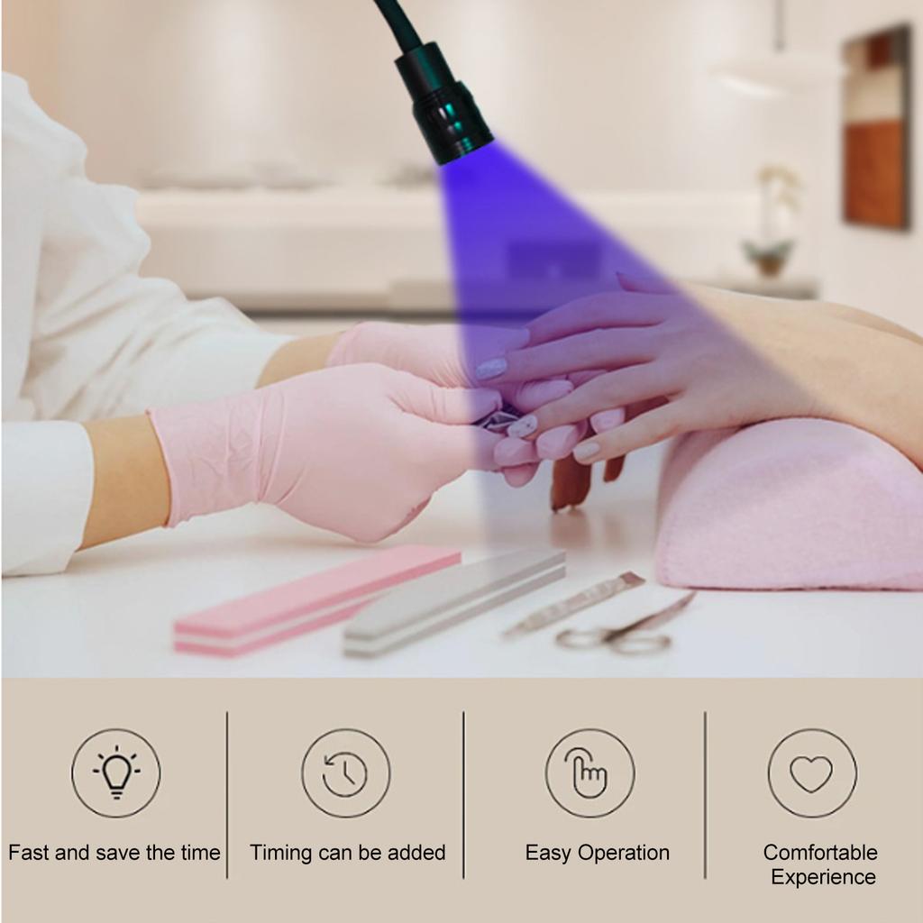 Light Gooseneck UV Lamp Table Clamp UV Lamp 10W Portable Fast Curing Flexible Nail Dryer with Gooseneck Clamp UV LED Desk Light