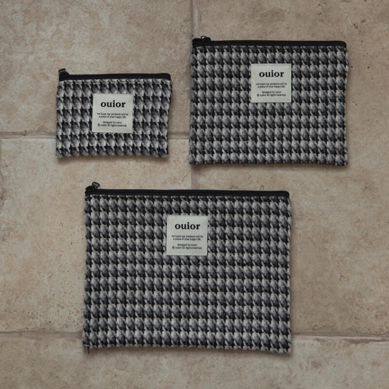 Flat Pouch - Wool Check (L) (3 colors) (single item)