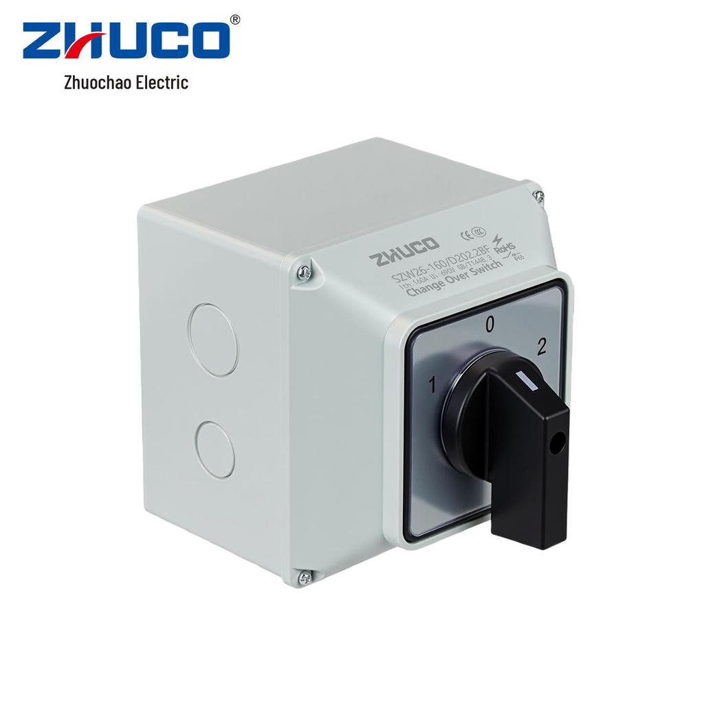 Zhuochao SZW26-160/D202.2BF Universal Changeover Switch: 2 Sections, 3 Gears, Protective Box