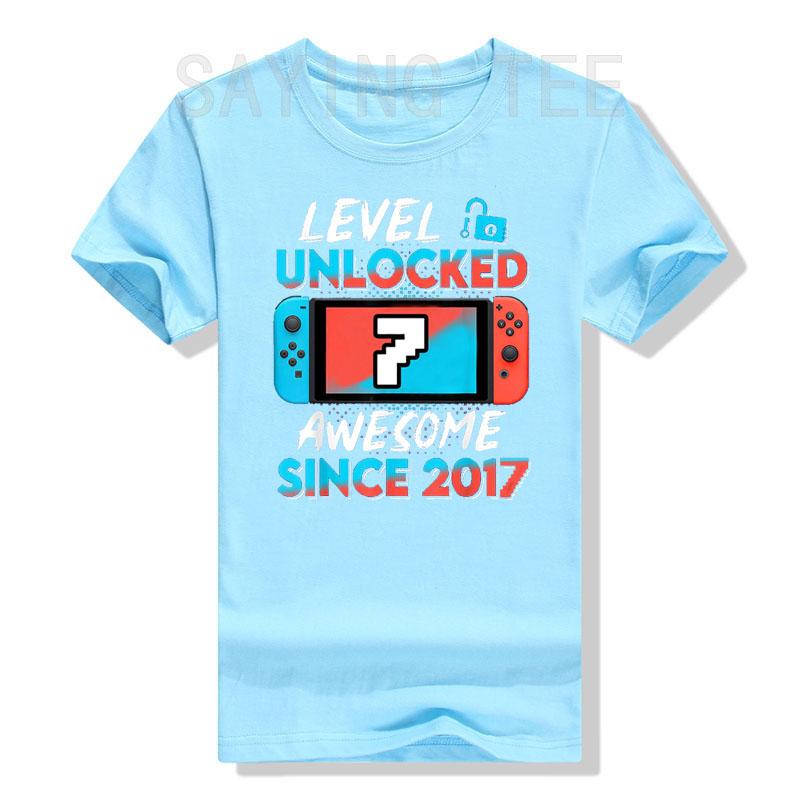 Level 7 Unlocked Awesome Since 2017 7th Birthday Gaming TShirt Gamer 7 Year Old Birthday Gift Video Game Lovers Tee Fashion Top