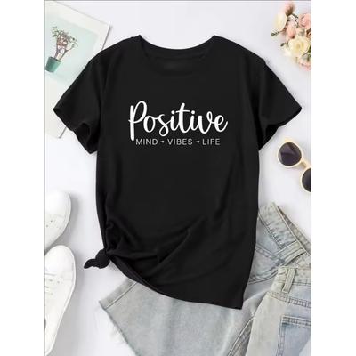 Letter Print Crew Neck T-shirt, Casual Short Sleeve T-shirt For Spring & Summer, Women's Clothing