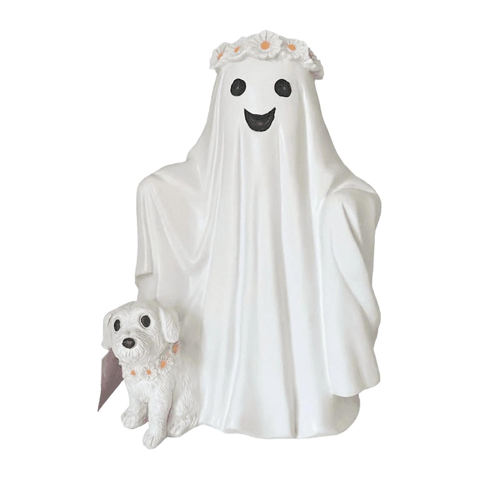 

Ghost Walking Dog Statue Novelty Seasonal Ghost Figurine Halloween Decoration Desktop Decoration for Bedroom Office Garden Porch білий