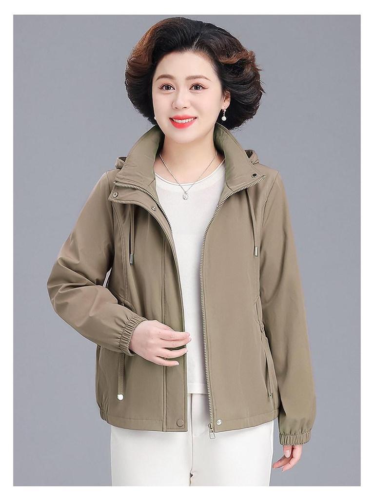 Middle-aged Women's Plus Size Casual Spring Windbreaker - Stylish Top for Spring and Autumn 2026