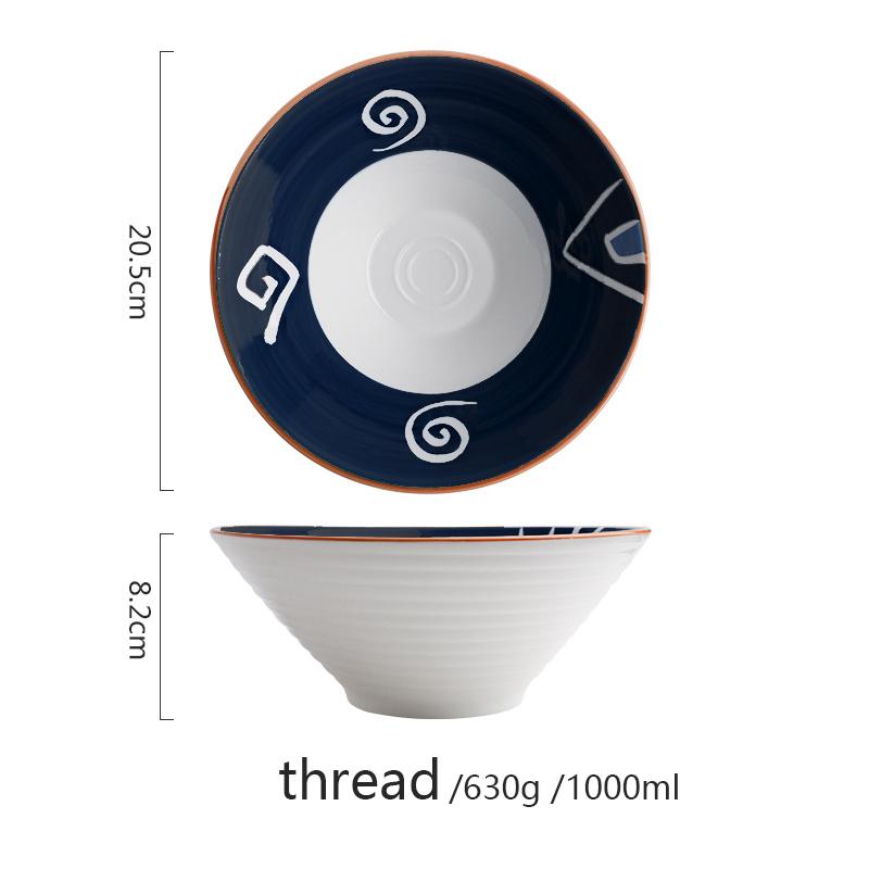 

8 inch Japanese Noodle Bowl Salad Rice Fruit Soup Bowl Ramen Noodle Bowl Microwave Ceramic Dinnerware