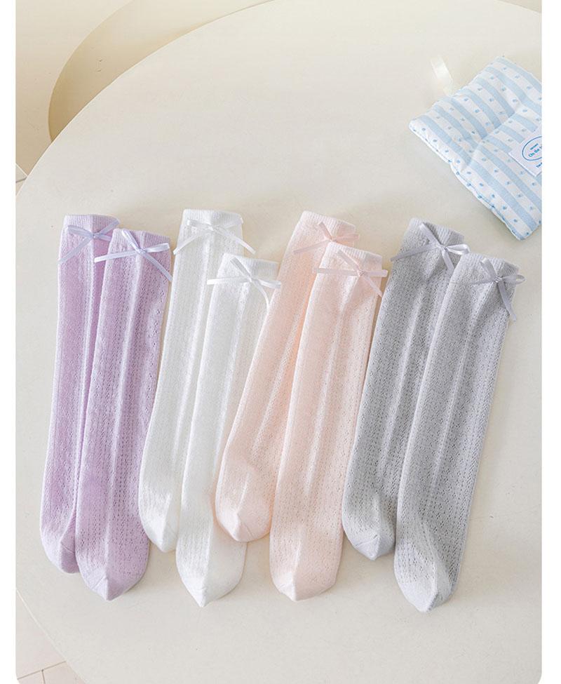 Summer Girls Hollow Mesh Bow Knee High Socks 3-8T Comfortable Breathable Children Stockings 4 Colors