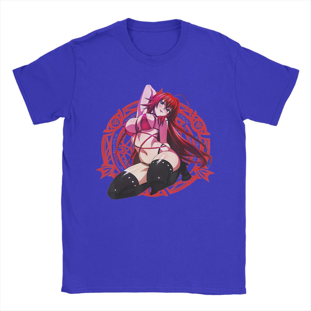 High School DxD Funny Anime Rias Gremory Character   Tshirts Men Cotton Clothing Retro  Round Neck Short Sleeve