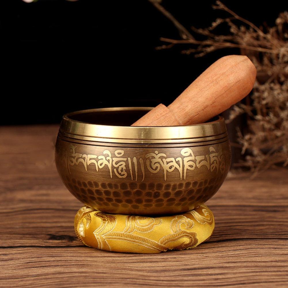 Handmade Nepal Buddha Sound Bowl Stress Relief Yoga Copper Sound Therapy Tibetan Singing Bowl Set Brass Chime