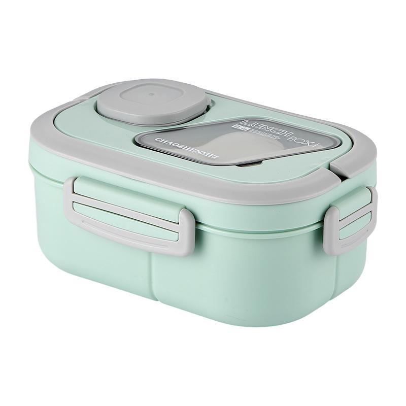 Convenient Insulated Lunch Box, European Oval Sealed Fresh-keeping Lunch Box, Double-layer Household Adult Bento Box зелёный