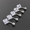 Hypoallergener Bauchnabelring aus Edelstahl, quadratischer Zirkon, nicht verblassender dicker Stab, Bauchnabelpiercing