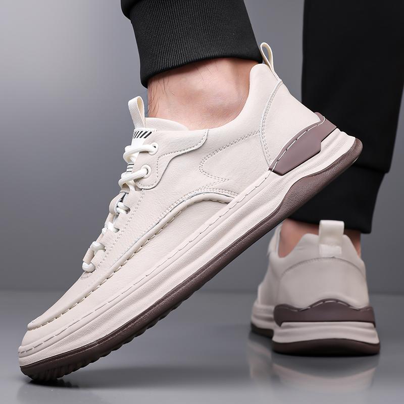 Fashion High Quality Fashionable Casual Shoes Branded Mens Leather Board Shoes Anti Slip Breathable Comfortable Man Lace-Up Sports Shoes