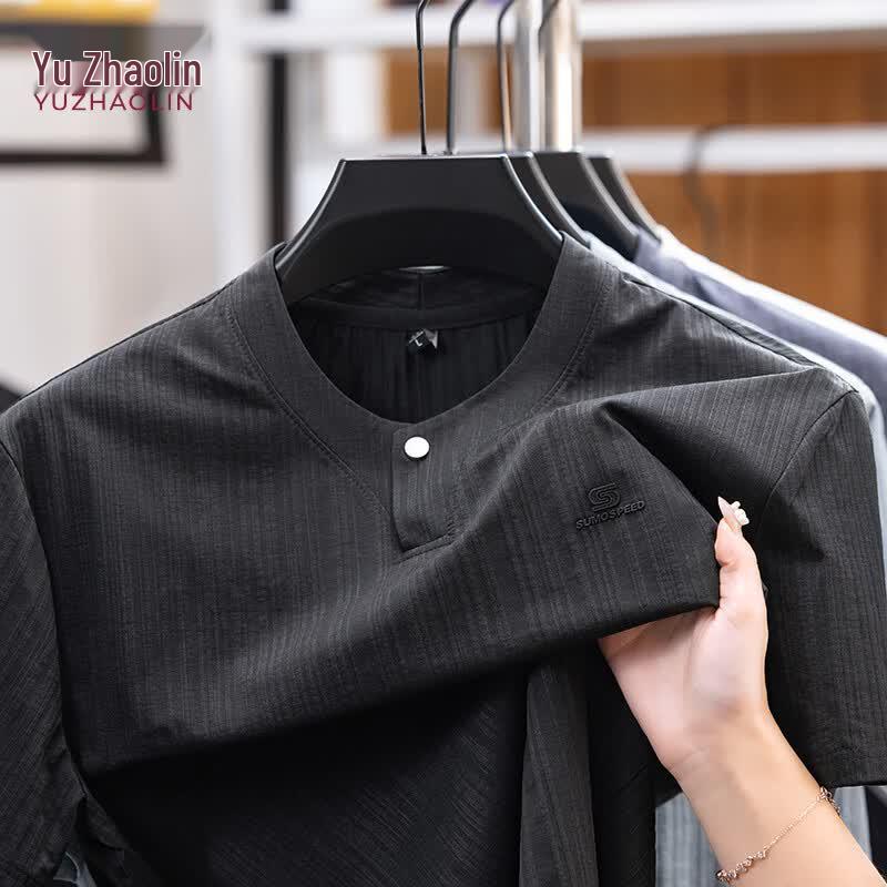 Yuzhaolin Men s Summer Round Neck T-Shirt XL чёрный