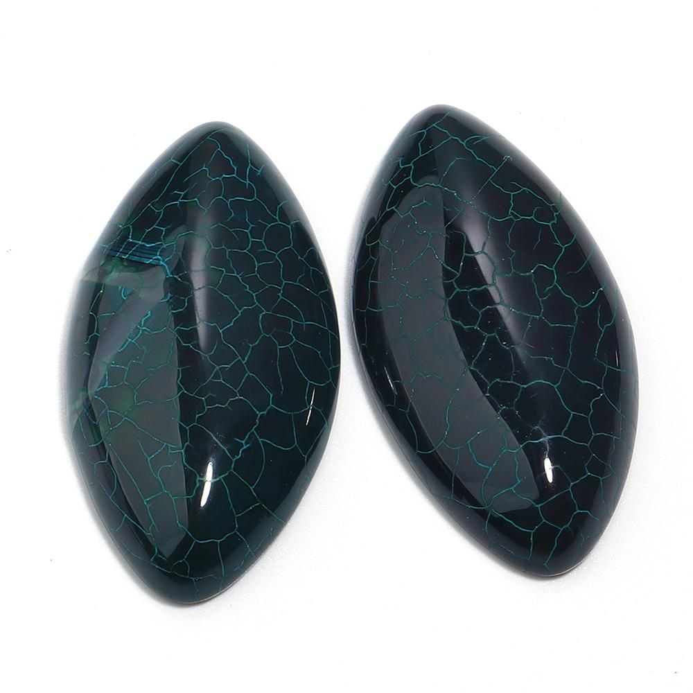 

2pcs/lot 20x40mm Nature Stone Cabochon Horse Eyes Shape Scaly Striped Flat Back Setting Agate Beads For DIY Jewelry Making