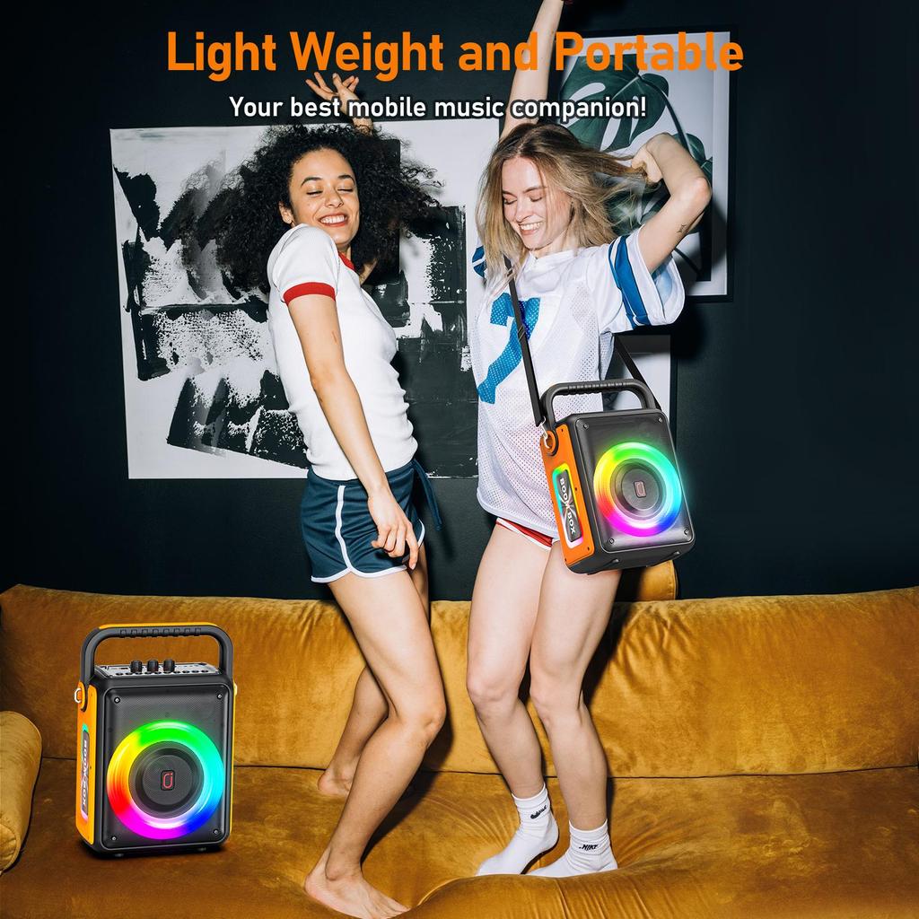 Machine de Karaoké avec 2 Microphones Sans Fil pour Adultes, Système Karaoké Bluetooth Portable avec Lumière RGB pour Fête à Domicile
