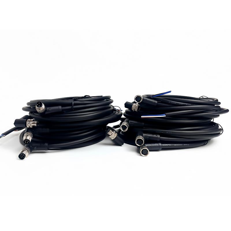 2Meters M8 Sensor Connector Male & Female, 3/4/5/6/8 Pin Waterproof Cable Plug, Integrated Injection Molding for Industrial Use