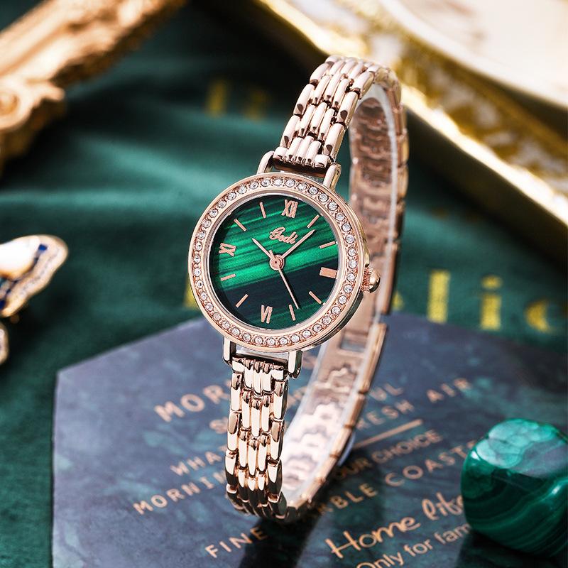 Light Luxury Fashion Round Quartz Watch Student Ladies Alloy Bracelet Waterproof Watch Luminous Rose Gold