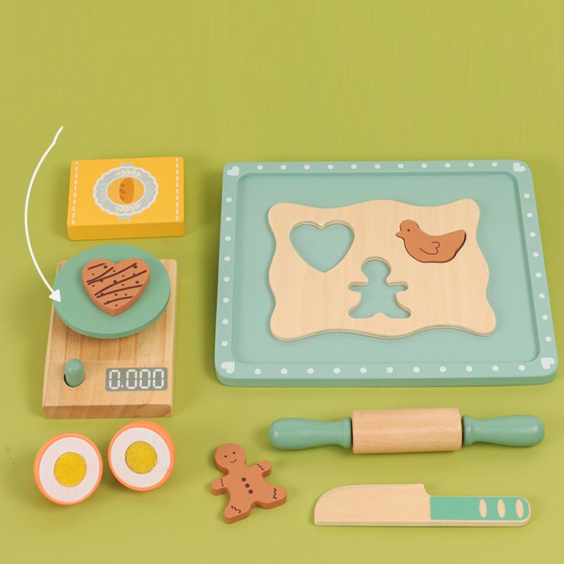 Wooden Cooking Pretend Play Kitchen Home Baking Tools Toys  Dough Sets Accessories Toddler Sensory Game Kinetic Christmas Gift