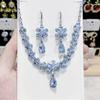 Trendy Zirconia Flower Necklace Earrings For Women Engagement Fashion Jewelry Set Bridal Wedding Chokers Party Accessories Gifts
