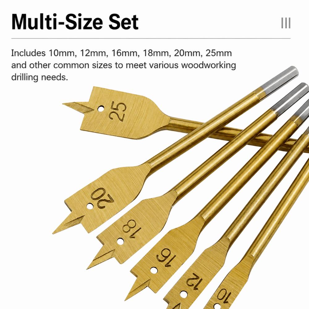 6PCS Multi Function Carbon Steel Drill 10-25mm Wood Drilling Bit Three Edge Bit  Timber Drilling Job