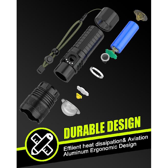 Victoper LED Flashlights, High Powered 10000 Lumens Super Bright Tactical Flashlight, Rechargeable, 5 Modes Zoomable Waterproof Flash Lights, Gift